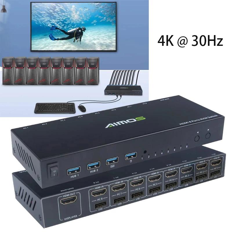 8 in 1 HDMI ȣȯ KVM ġ, USB-HDMI ȣȯ  , USB , ٱ USB ͳ ø ġ, 4K30Hz